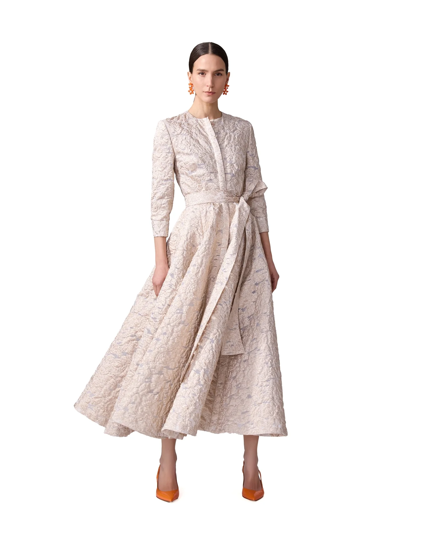 Collarless Trench Midi Dress | Gold - Image 2