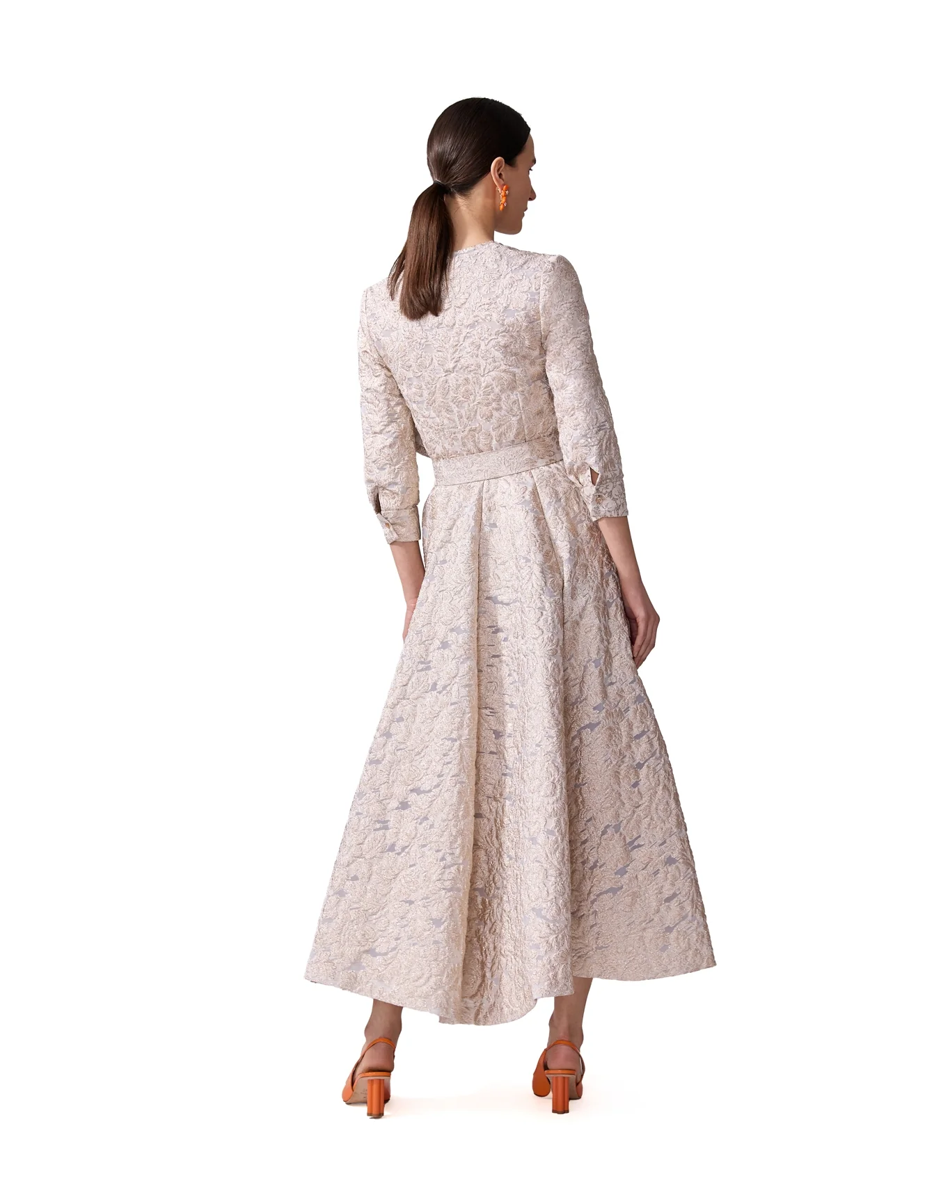 Collarless Trench Midi Dress | Gold - Image 3
