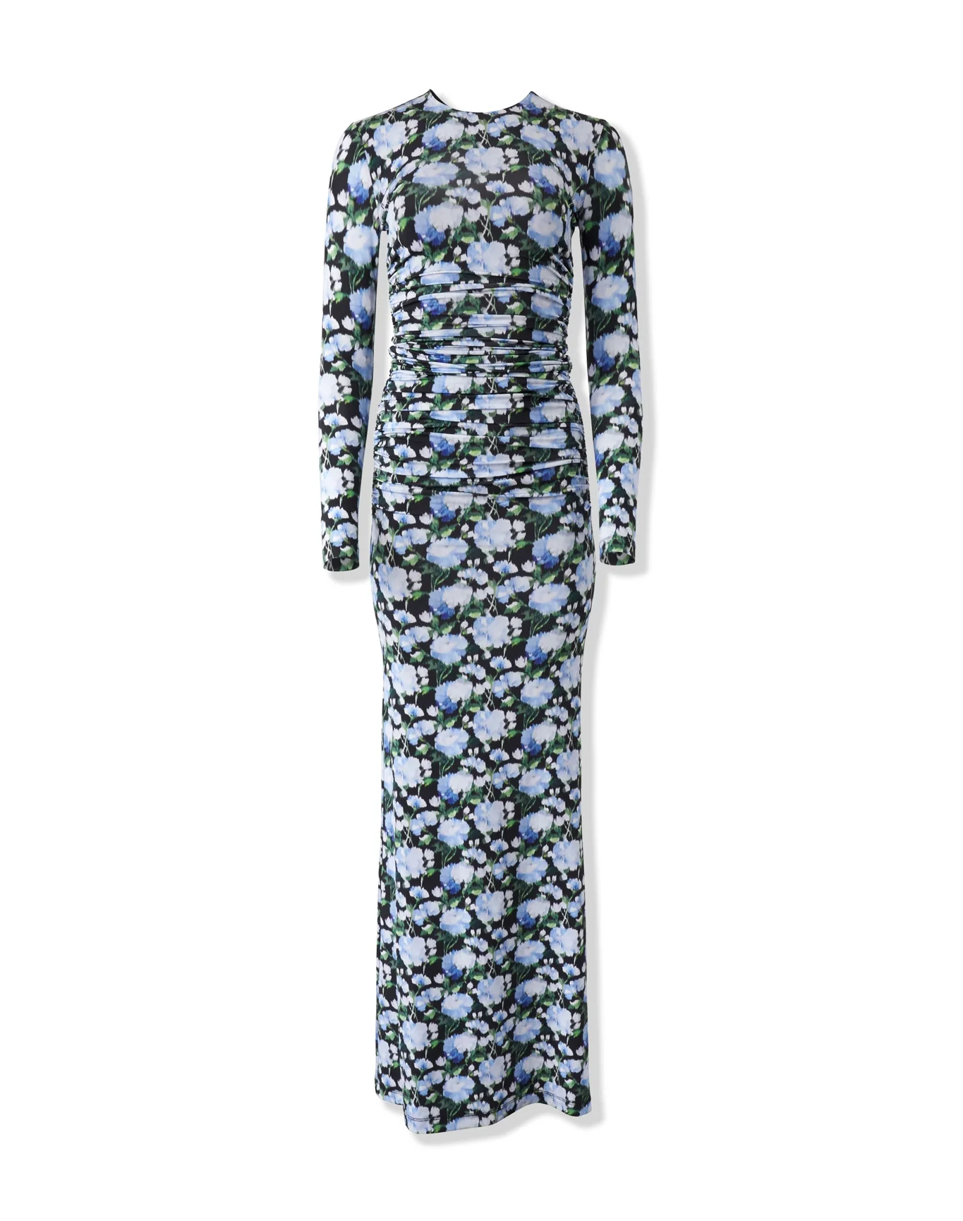 Long Sleeve Ruched Gown | Blue Multi - Image 2