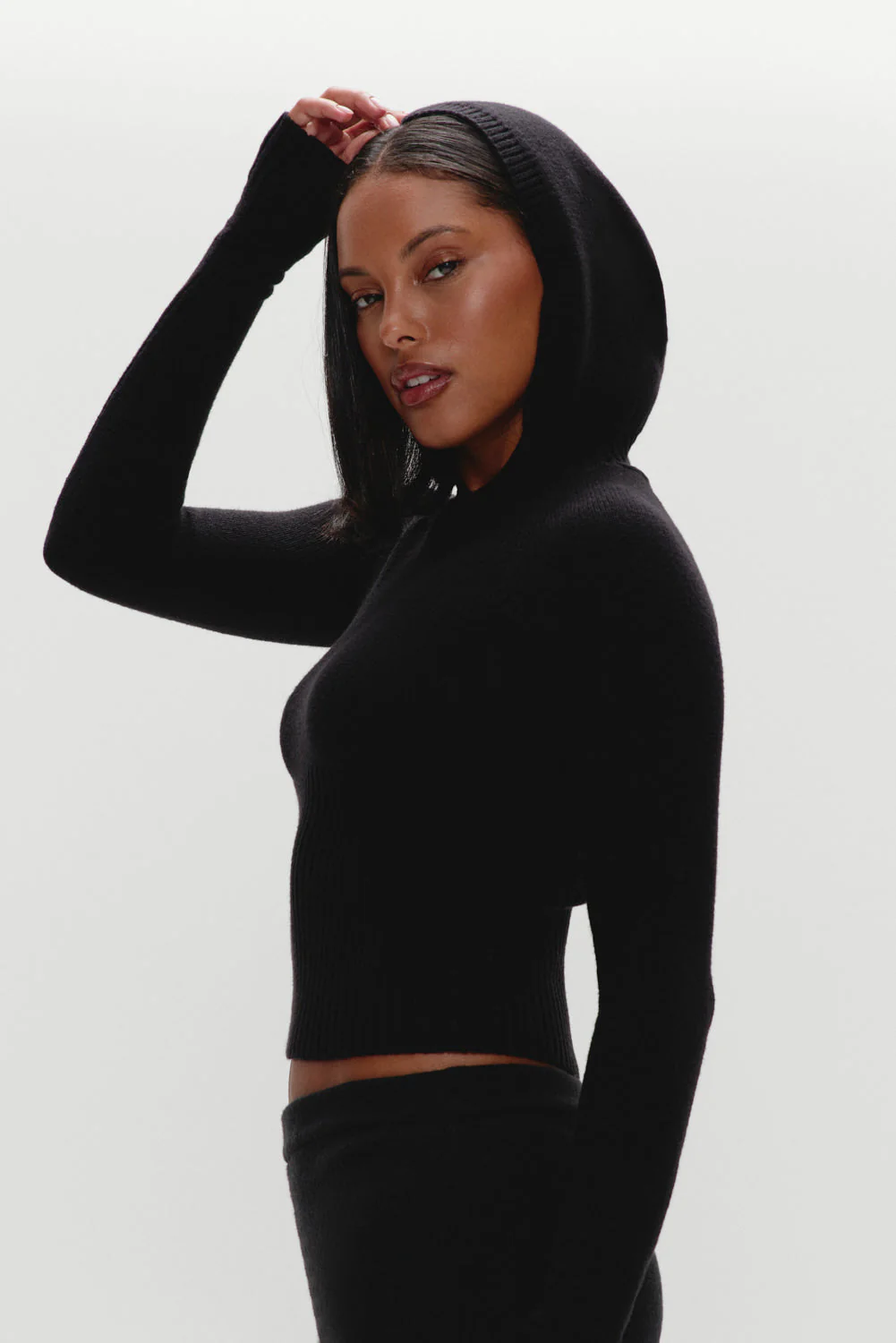 Hazel Knit Hoodie | Black - Image 2