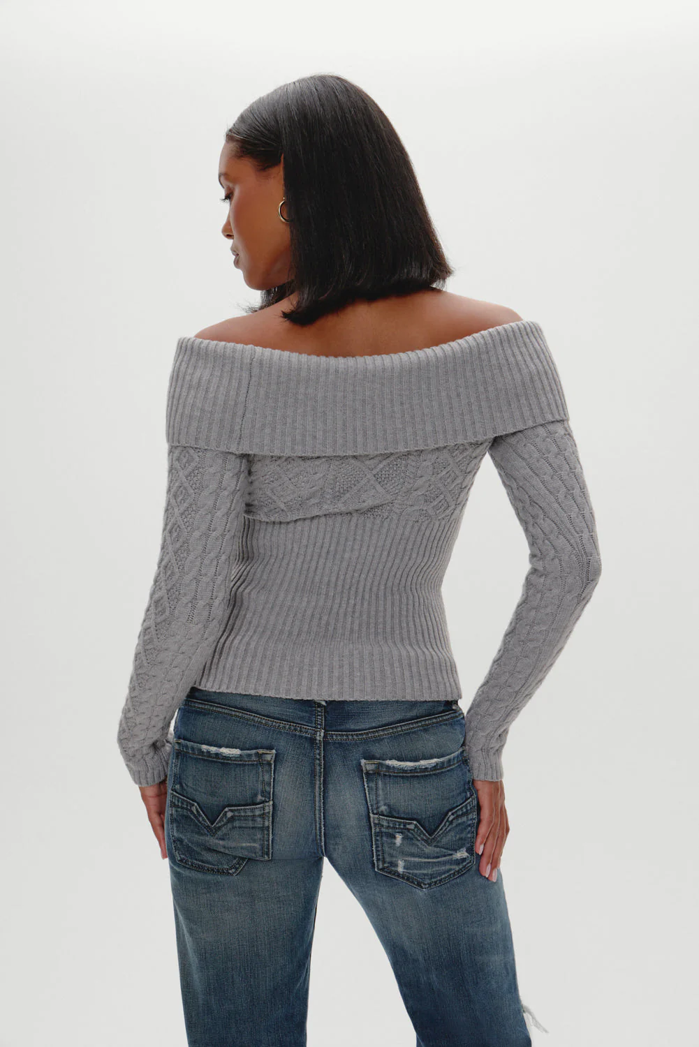 Jazz Off The Shoulder Knit Sweater | Cloud Cover - Image 4
