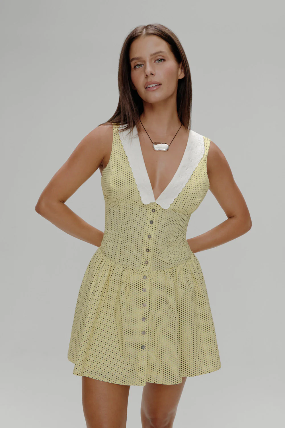 Marley Cotton Mini Dress | Lemon Dot - Image 6