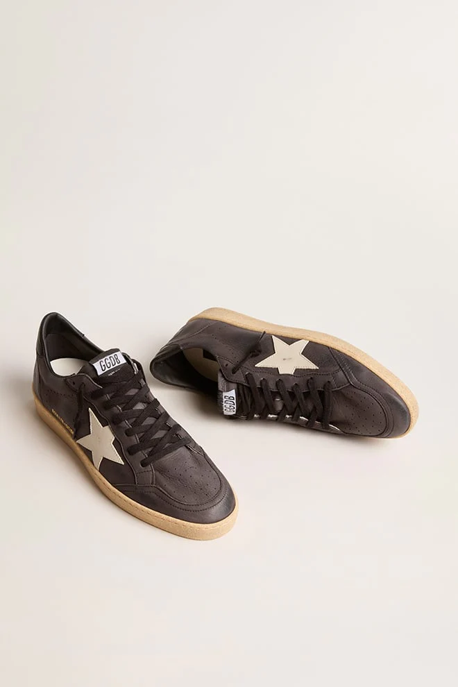 Men | Ball Star Dark Grey Leather with White Star | Dark Gray x Sand - Image 3