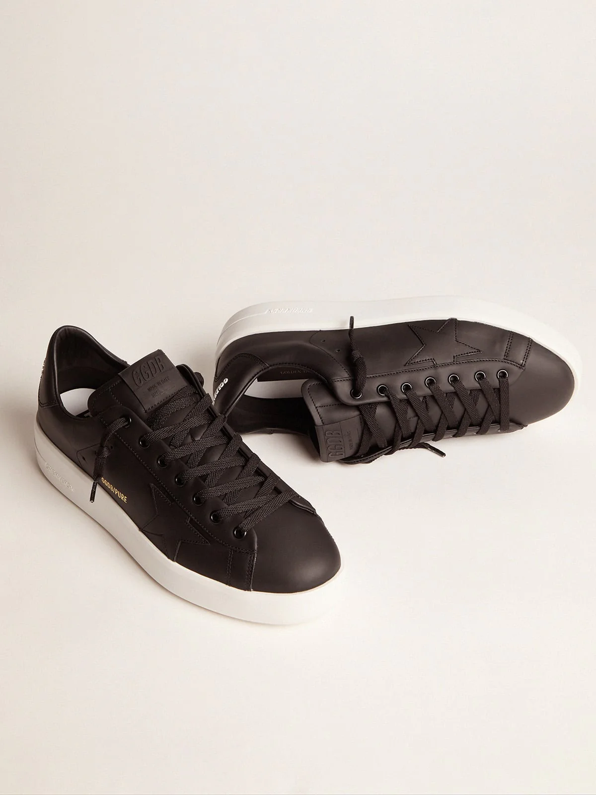 Men | Black Leather Purestar Sneakers | Black - Image 5