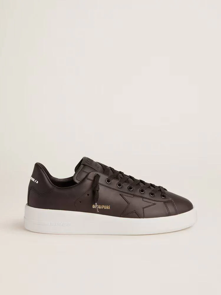 Men | Black Leather Purestar Sneakers | Black - Image 6