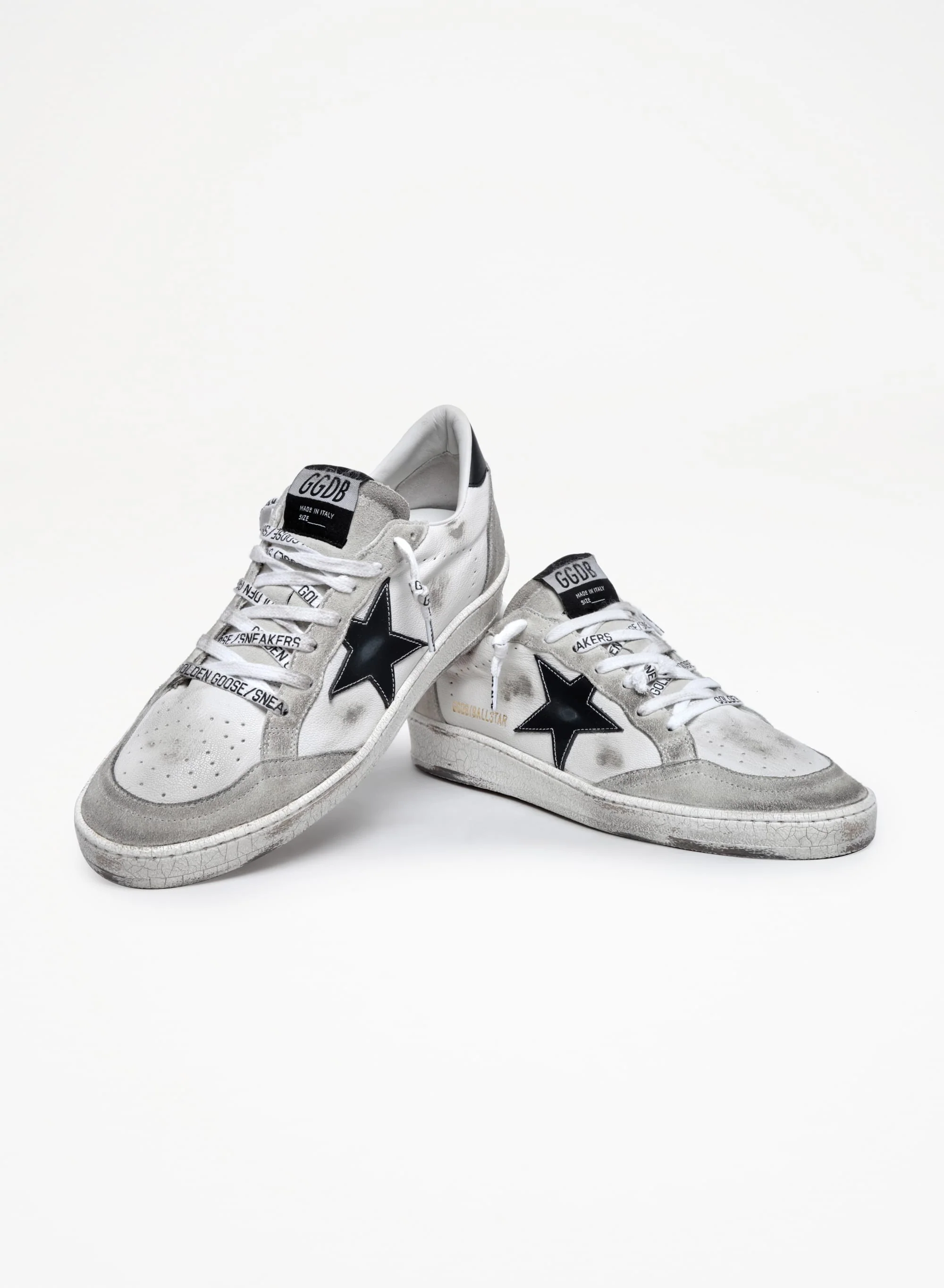 Women | Ball Star Sneakers White Leather & Ice-Gray Suede with Black Details | White x Ice x Black x - Image 3