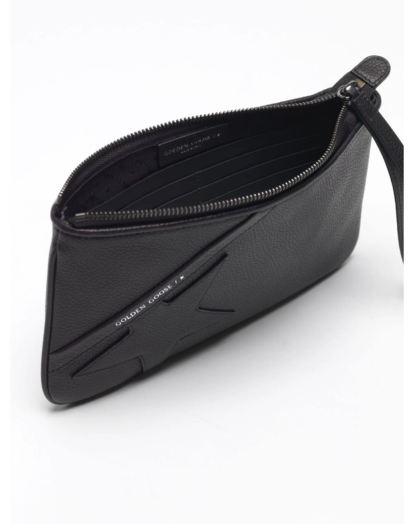 Women | Black Star Wrist Clutch Bag Grained Leather