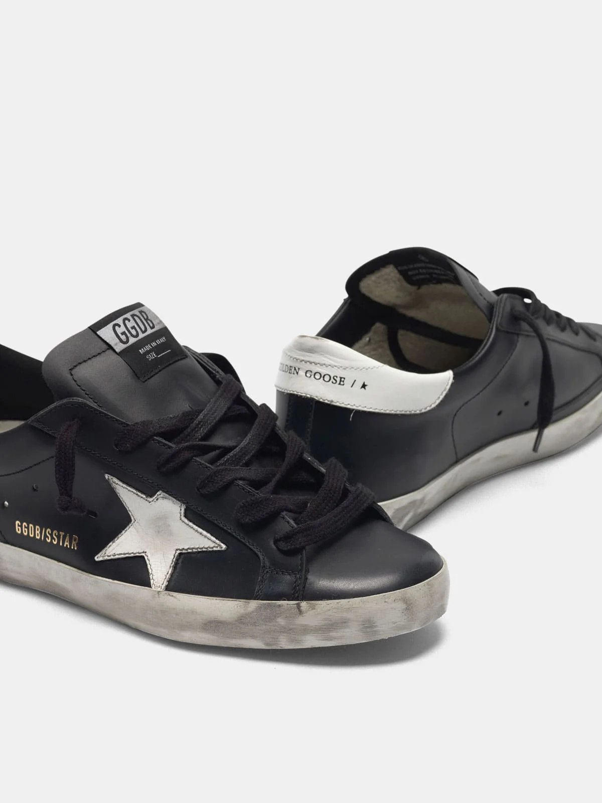 Women | Black Super-Star Sneakers Leather with White Star - Image 5