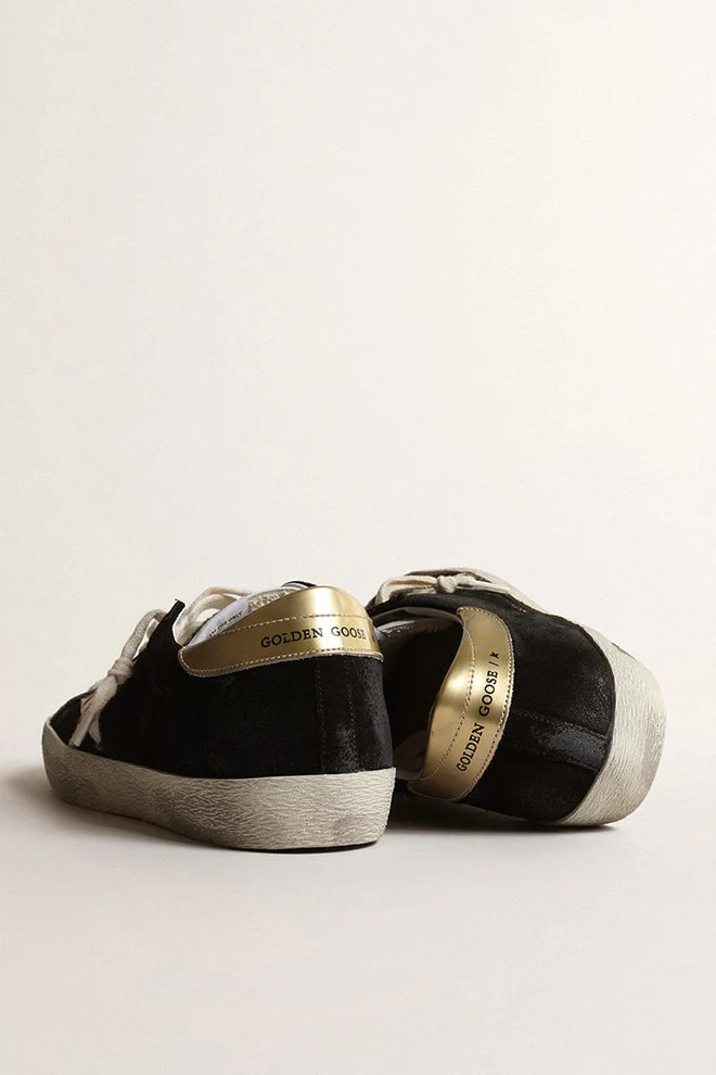 Women | Super-Star Black Suede with White/Beige Zebra Star & Gold Heel | Black x White x White Beige Zebra x Gold - Image 3