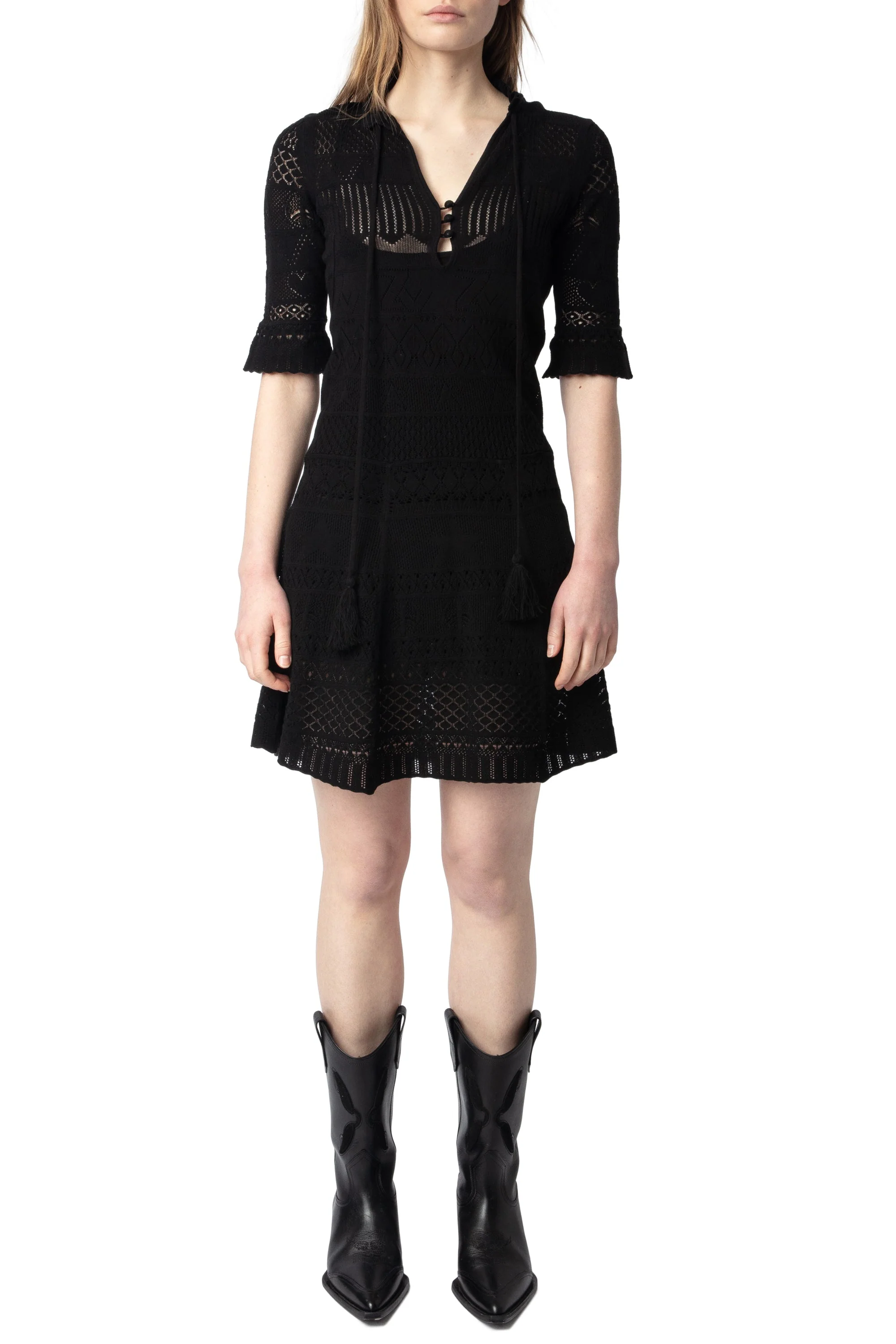 Memphisa CO Pointelle Dress | Black - Image 2