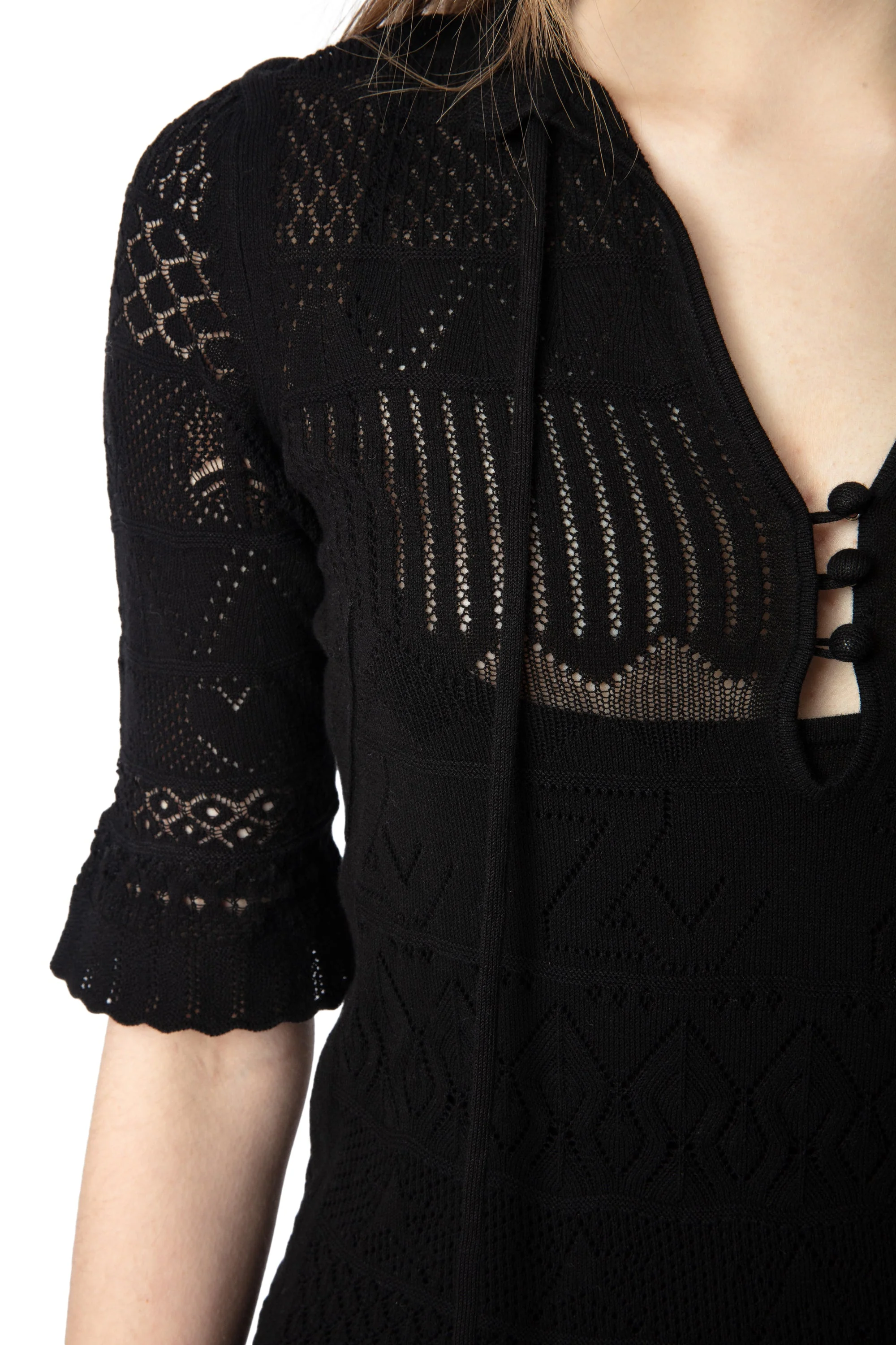 Memphisa CO Pointelle Dress | Black - Image 3