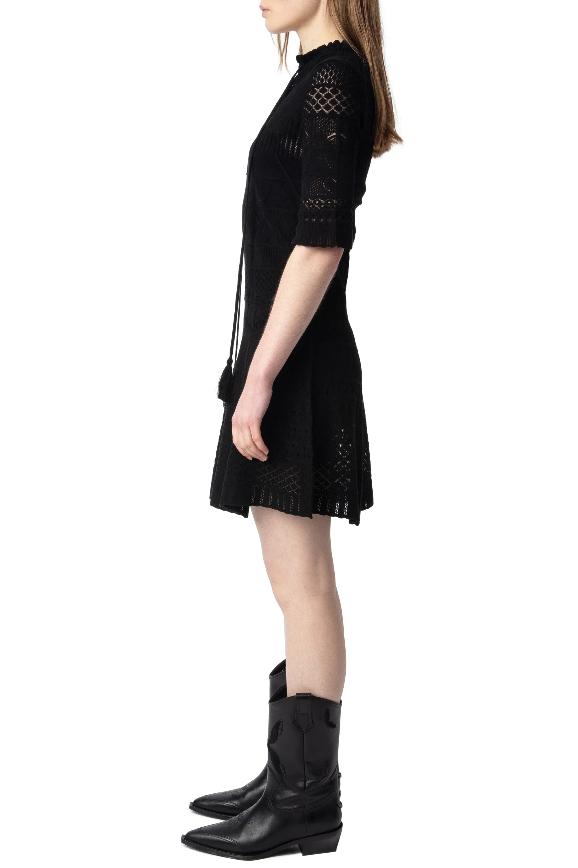 Memphisa CO Pointelle Dress | Black - Image 5